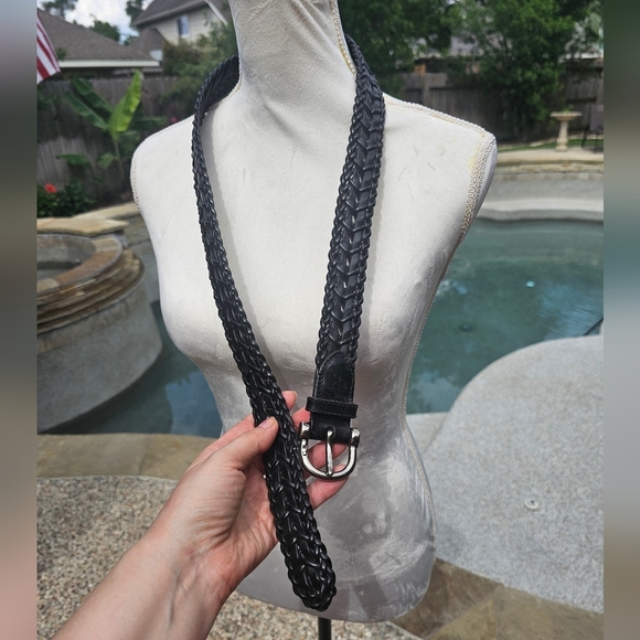 Calvin Klein woven leather black belt 34 \85 - Picture 1 of 16